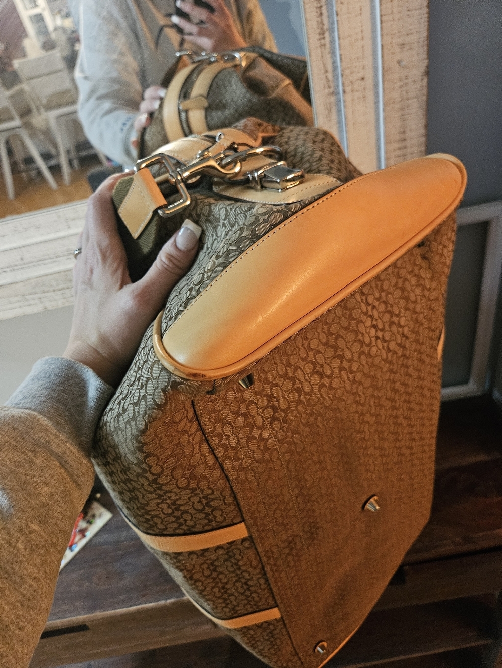 Coach Tan Signature Canvas Weekender Bag - Picture 9 of 13
